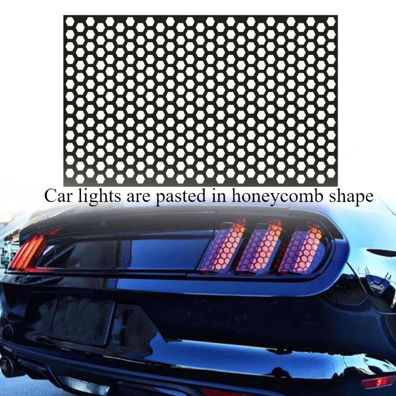 Car Rear Light DIY Decorative Sticker Hexagon Honeycomb Styling Tail Lamp Trim Protection Cover Black Universal Exterior Parts