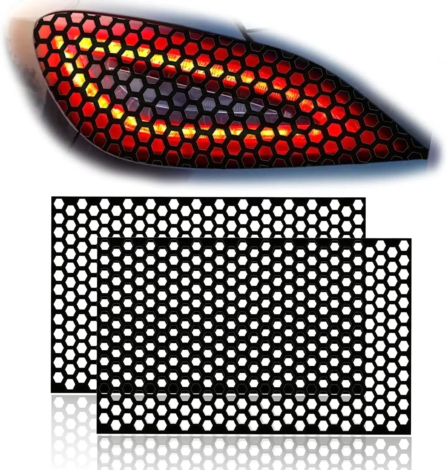 Car Rear Light DIY Decorative Sticker Hexagon Honeycomb Styling Tail Lamp Trim Protection Cover Black Universal Exterior Parts