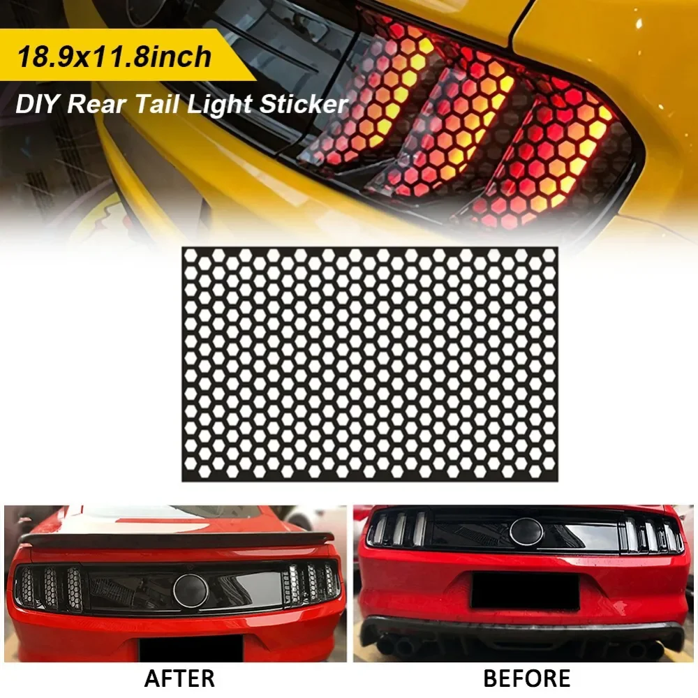Car Rear Light DIY Decorative Sticker Hexagon Honeycomb Styling Tail Lamp Trim Protection Cover Black Universal Exterior Parts