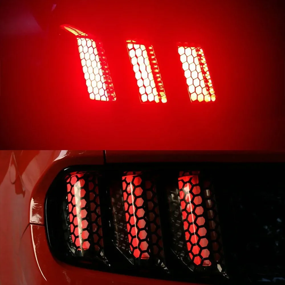 Car Rear Light DIY Decorative Sticker Hexagon Honeycomb Styling Tail Lamp Trim Protection Cover Black Universal Exterior Parts