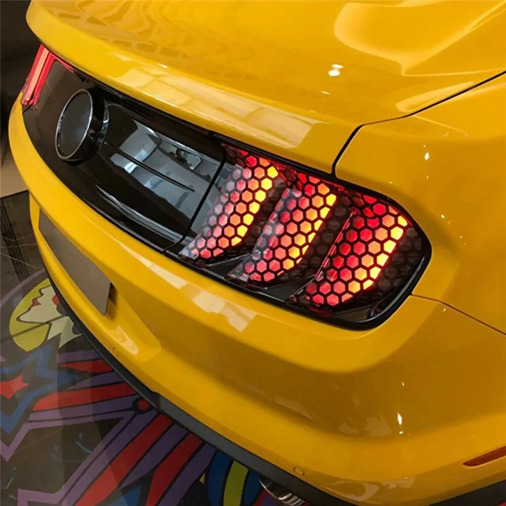 Car Rear Light DIY Decorative Sticker Hexagon Honeycomb Styling Tail Lamp Trim Protection Cover Black Universal Exterior Parts