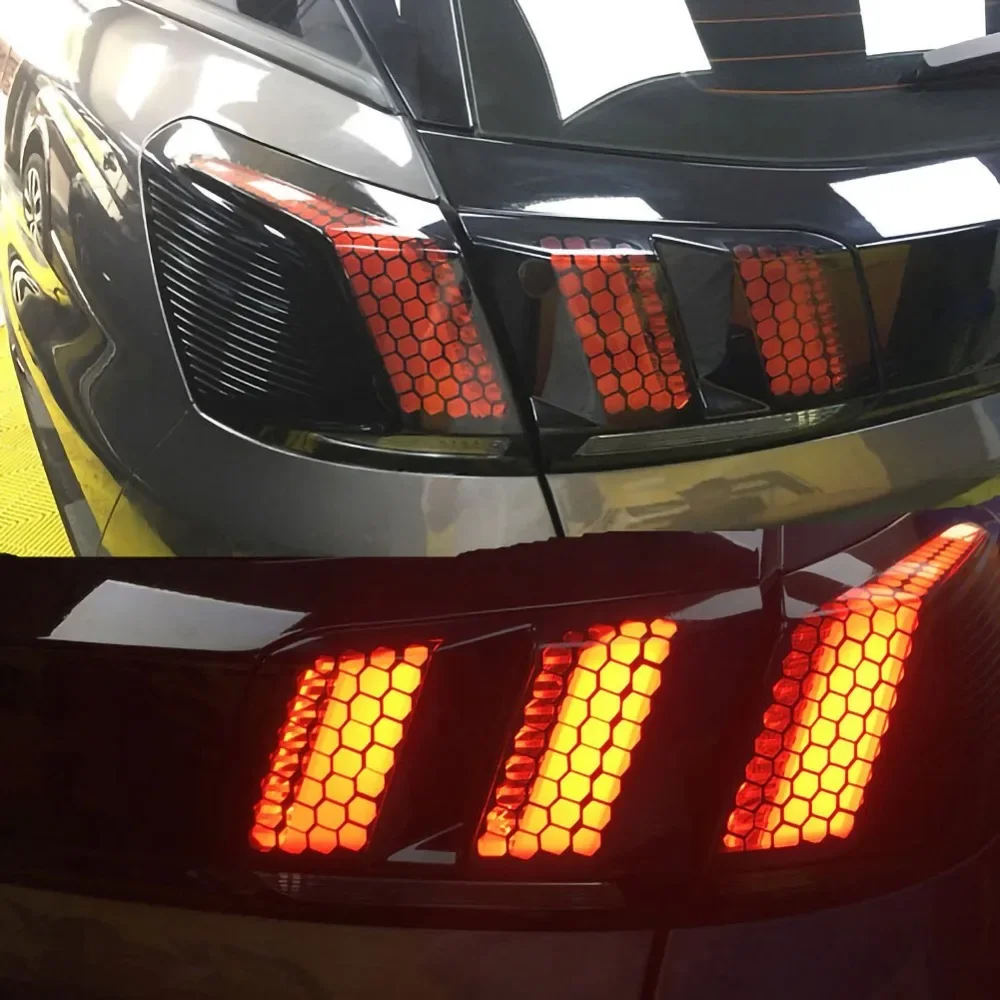 Car Rear Light DIY Decorative Sticker Hexagon Honeycomb Styling Tail Lamp Trim Protection Cover Black Universal Exterior Parts