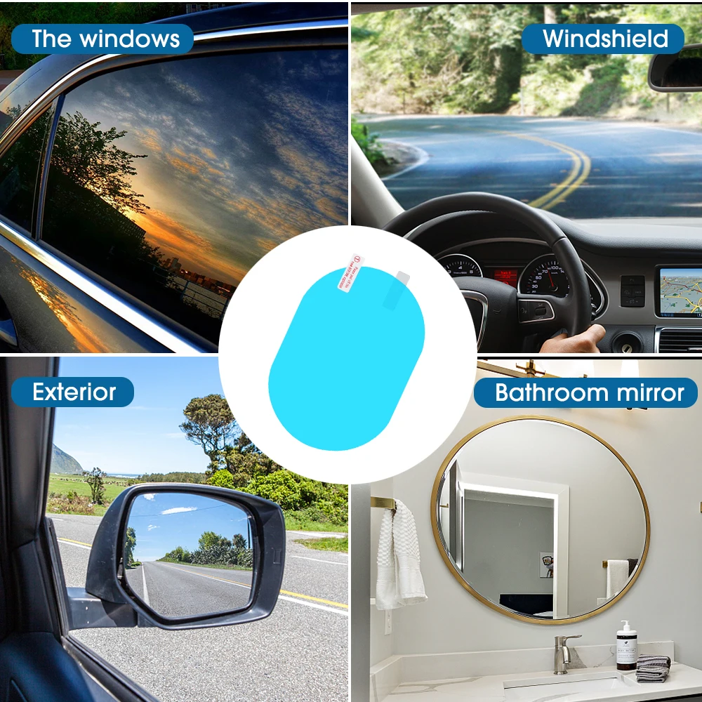 Car Rearview Mirror Protective Film Side Windows Sticker Anti Fog Glare Rainproof Waterproof Mirror Film Clear Nano Coatin