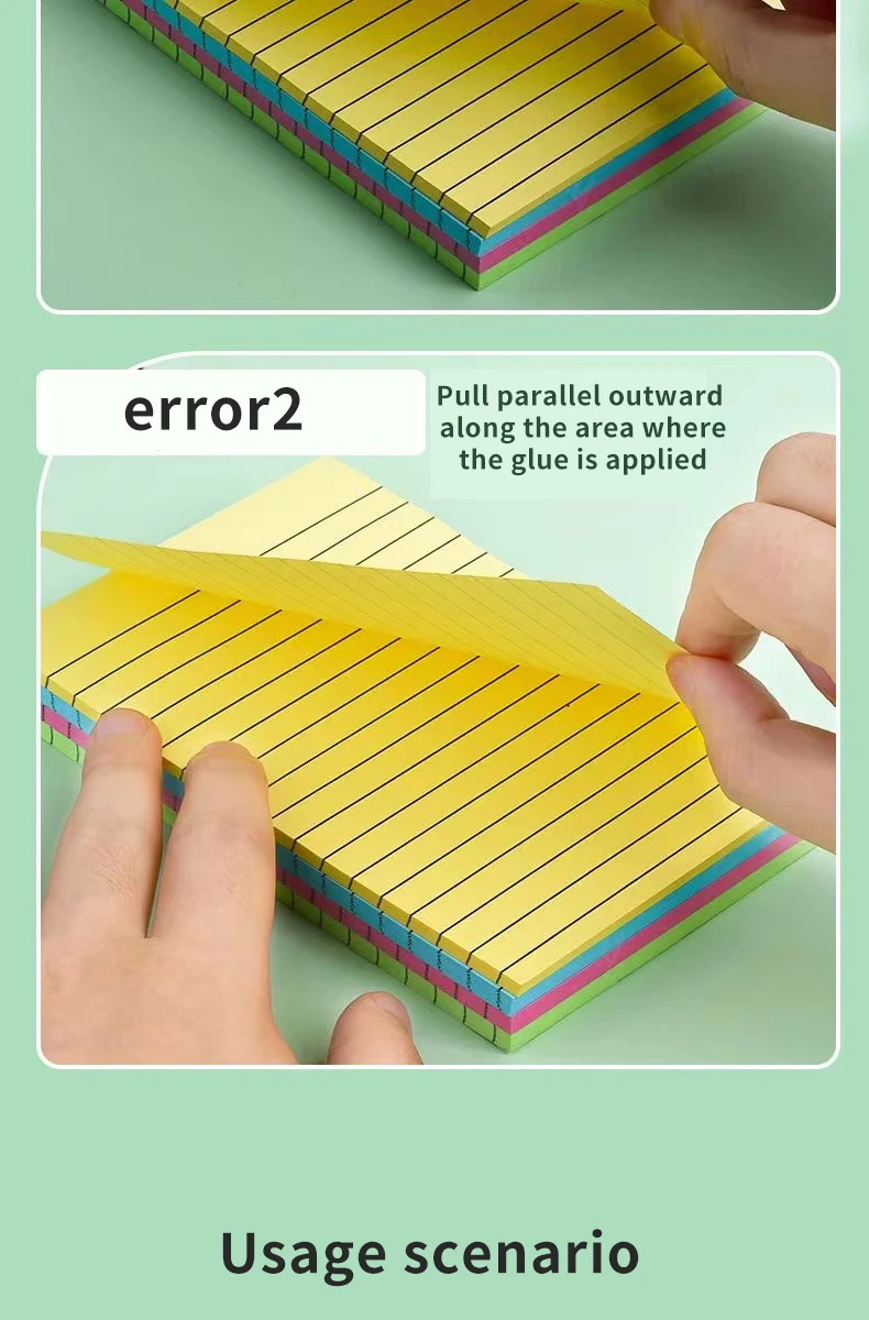 200sheets Line Sticky Notes 4 Colors Portable Student Note Marker Writing Sticky Notes Self-Adhesive Easy To Apply Notepad