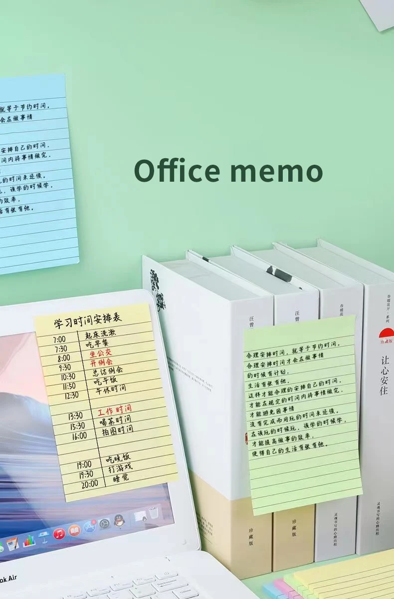 200sheets Line Sticky Notes 4 Colors Portable Student Note Marker Writing Sticky Notes Self-Adhesive Easy To Apply Notepad