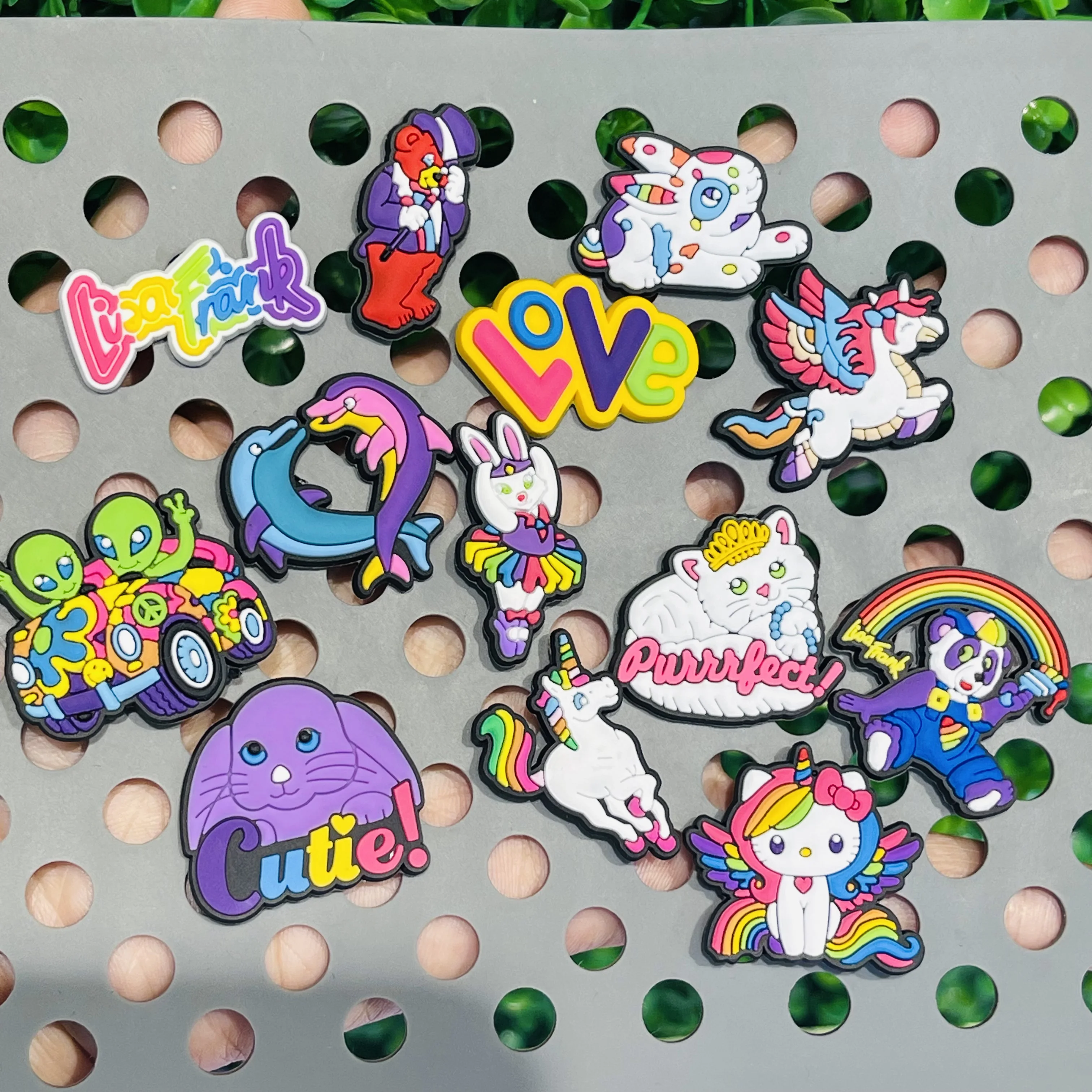 13pcs Cartoon Rainbow Bear Rabbit Shoe Charms DIY Shoes Decoration Sandal Accessories Buckle for Kids Party Gift