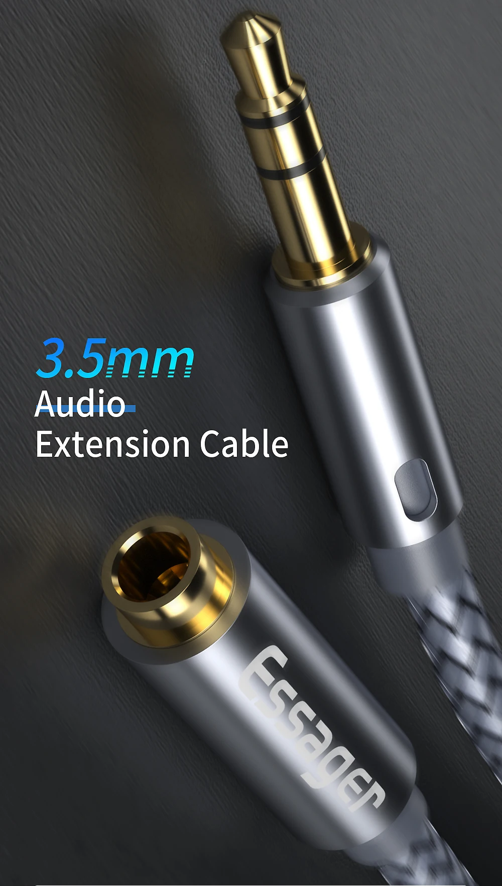 Essager Headphone Extension Cable Jack 3.5mm Audio Aux Cable 3.5 mm Female Splitter Speaker Extender Cord For Earphone Adapter