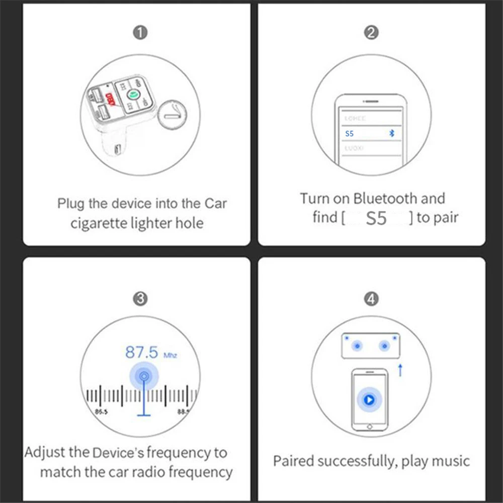 Car Fm Transmitter Bluetooth 5.0 Aux Handsfree Wireless Car Kit Dual Usb Car Charger Auto Radio Fm Modulator Mp3 Player Adapter