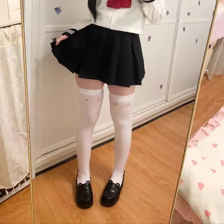 Lolita Japanese Kawaii Expression Thigh Socks Over Knee Thigh High Stockings Summer Long Socks JK Harajuku  Y2K Cosplay Socks