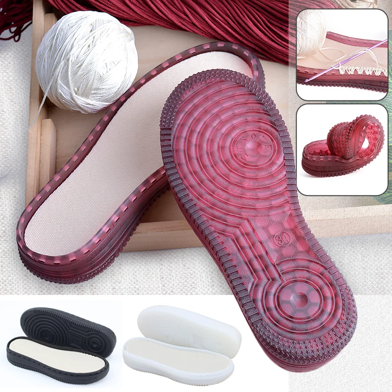 1 Pair Soft Rubber Soles Hand-woven Hook Line Soles Anti-slip Shoe Patch Durable Repair Replacement For Boot Shoes