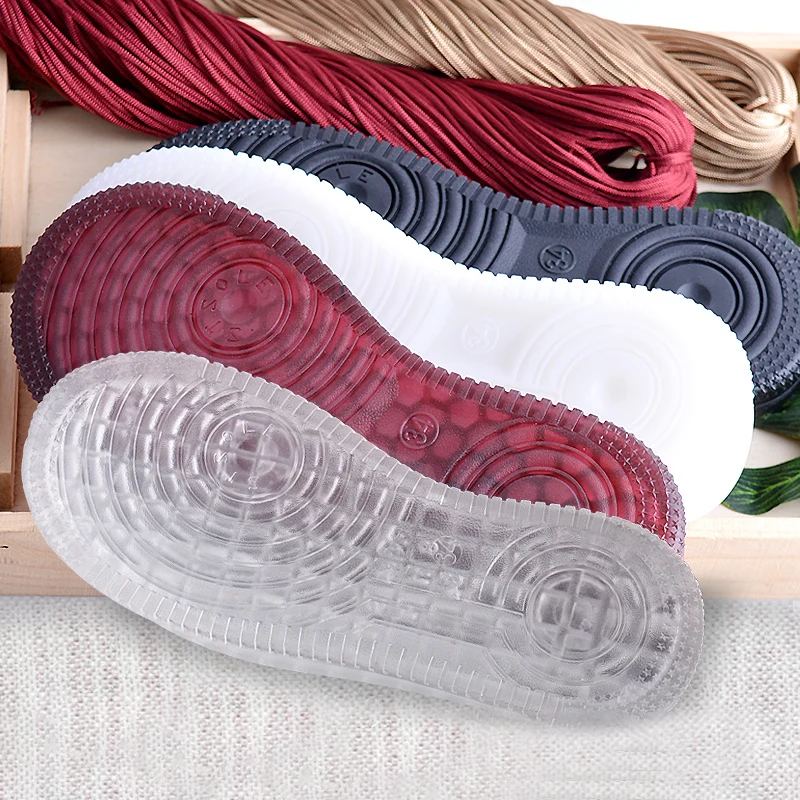 1 Pair Soft Rubber Soles Hand-woven Hook Line Soles Anti-slip Shoe Patch Durable Repair Replacement For Boot Shoes