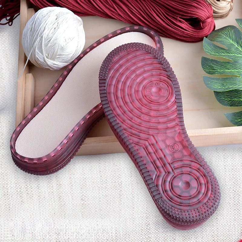 1 Pair Soft Rubber Soles Hand-woven Hook Line Soles Anti-slip Shoe Patch Durable Repair Replacement For Boot Shoes