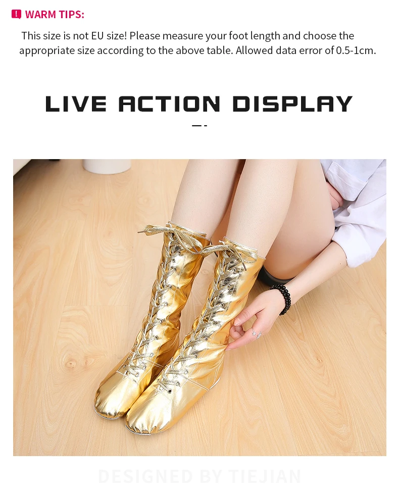 Gold And Silver High-Top Extension Dance Boots Jazz Dance Boots Riding Boots High Leather Children's Stage Shoes