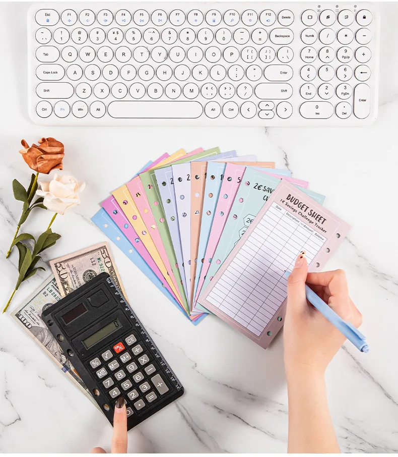 48Sheets Envelopes Eave Money, 52 Weeks Save Challenge, 30 Days Save, Euros USD Cash Envelopes Budget Planner Easy To Save