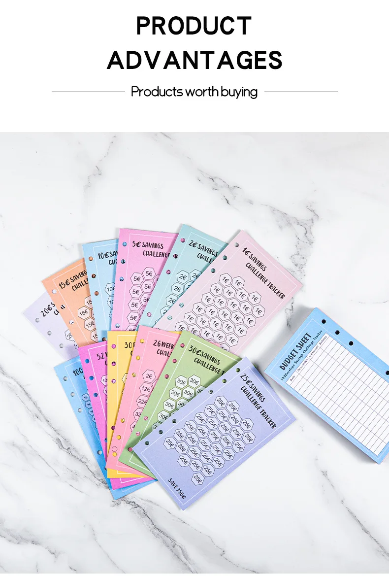 48Sheets Envelopes Eave Money, 52 Weeks Save Challenge, 30 Days Save, Euros USD Cash Envelopes Budget Planner Easy To Save