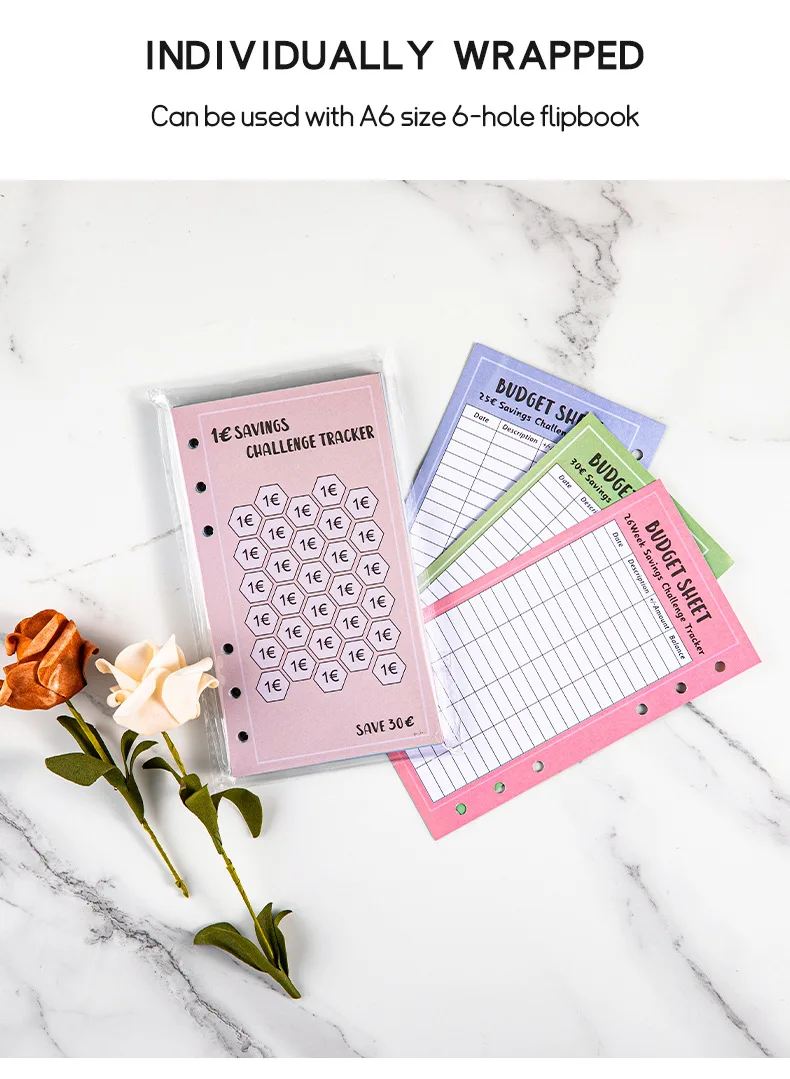 48Sheets Envelopes Eave Money, 52 Weeks Save Challenge, 30 Days Save, Euros USD Cash Envelopes Budget Planner Easy To Save