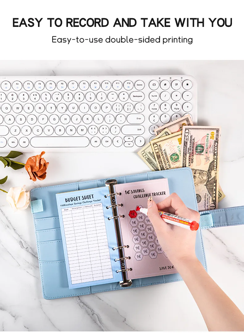 48Sheets Envelopes Eave Money, 52 Weeks Save Challenge, 30 Days Save, Euros USD Cash Envelopes Budget Planner Easy To Save