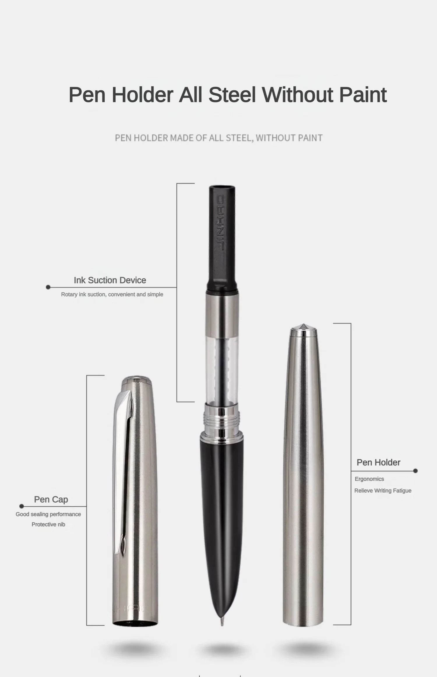 Jinhao 911 Fountain Pen Luxury All-Steel Elegant Calligraphy Ink Pens EF 0.38mm Nib Stationery Business Office School Supplies
