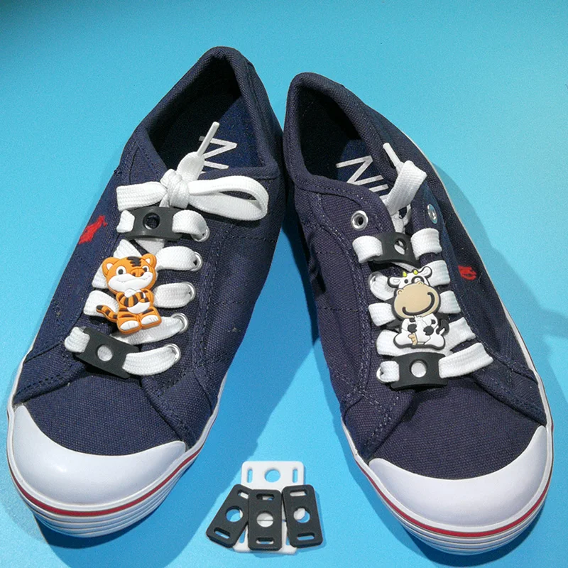 10/50/100 Large Quantity Shoe Lace Buckle Balck & White Sneakers Pins Accessories Fit Adult Kids Shoelace Shoe Charms Decoration