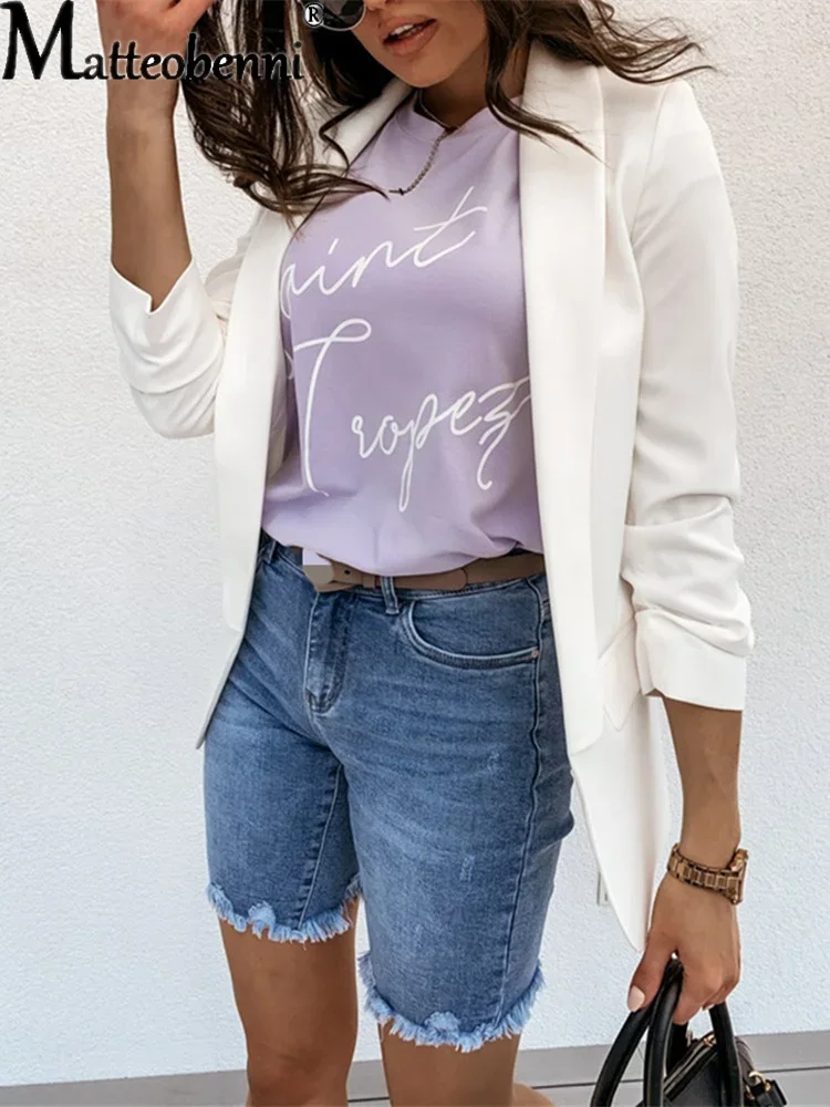 2024 Summer New Vintage Middle Waist Fashion Casual Denim Shorts Push Up Slim Biker Shorts Women Streetwear Ripped Short Jeans