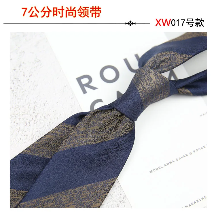 2025 New Korean 7cm Luxury Casual Neckties For Men Navy Brown Green Striped Neck Ties Formal Dress Suit Cravat Flower Red Tie