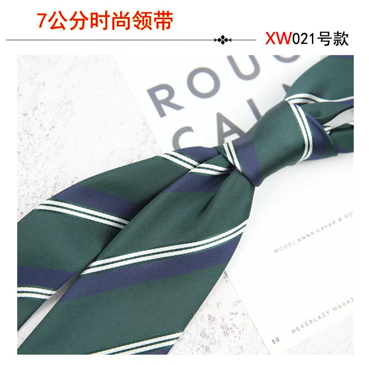 2025 New Korean 7cm Luxury Casual Neckties For Men Navy Brown Green Striped Neck Ties Formal Dress Suit Cravat Flower Red Tie