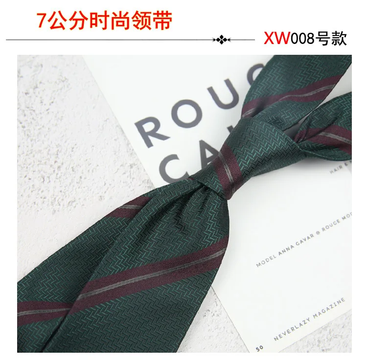 2025 New Korean 7cm Luxury Casual Neckties For Men Navy Brown Green Striped Neck Ties Formal Dress Suit Cravat Flower Red Tie