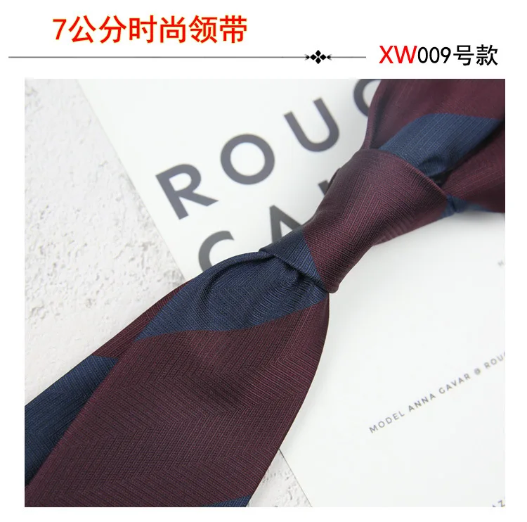 2025 New Korean 7cm Luxury Casual Neckties For Men Navy Brown Green Striped Neck Ties Formal Dress Suit Cravat Flower Red Tie