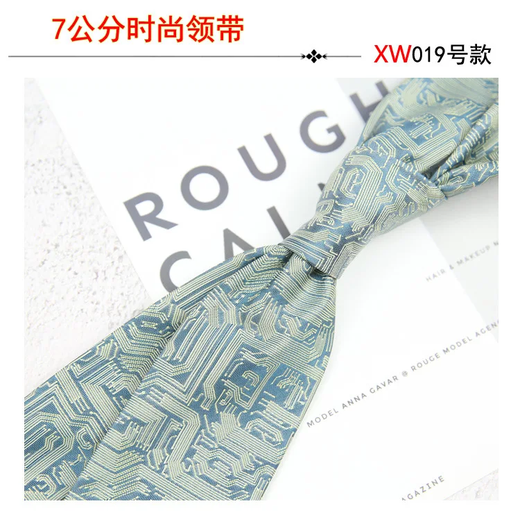 2025 New Korean 7cm Luxury Casual Neckties For Men Navy Brown Green Striped Neck Ties Formal Dress Suit Cravat Flower Red Tie