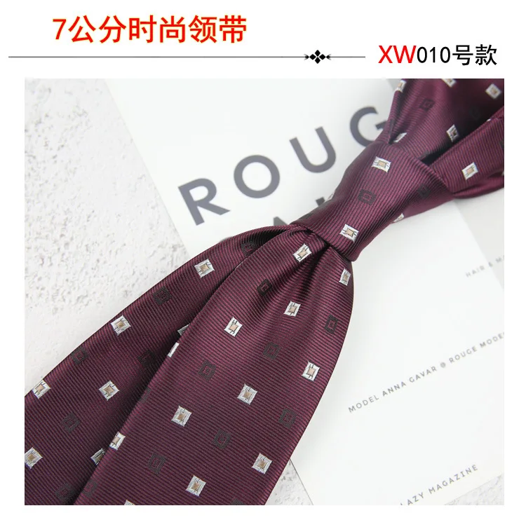 2025 New Korean 7cm Luxury Casual Neckties For Men Navy Brown Green Striped Neck Ties Formal Dress Suit Cravat Flower Red Tie