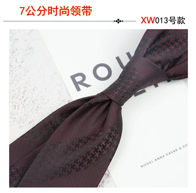 2025 New Korean 7cm Luxury Casual Neckties For Men Navy Brown Green Striped Neck Ties Formal Dress Suit Cravat Flower Red Tie