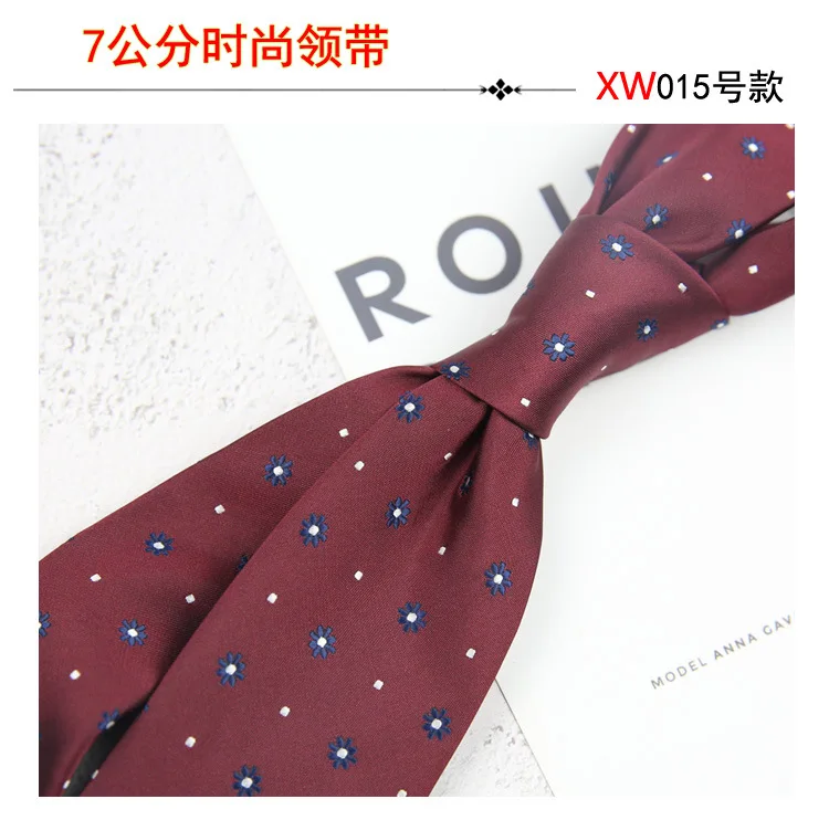 2025 New Korean 7cm Luxury Casual Neckties For Men Navy Brown Green Striped Neck Ties Formal Dress Suit Cravat Flower Red Tie