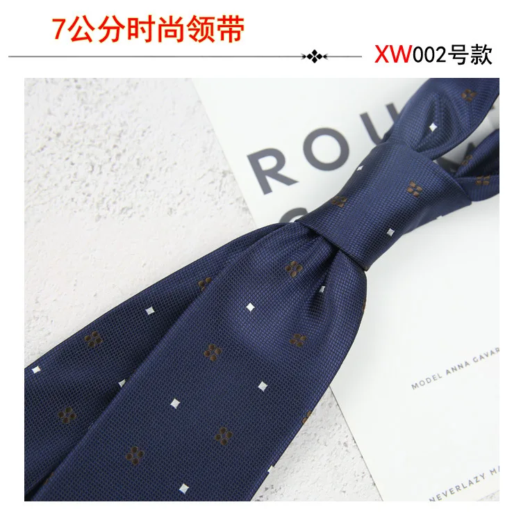 2025 New Korean 7cm Luxury Casual Neckties For Men Navy Brown Green Striped Neck Ties Formal Dress Suit Cravat Flower Red Tie