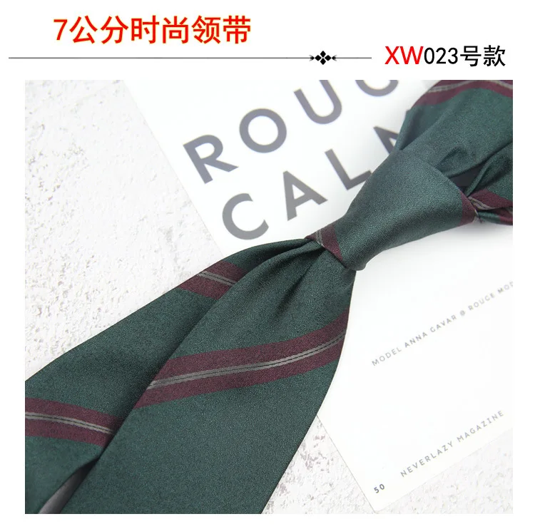 2025 New Korean 7cm Luxury Casual Neckties For Men Navy Brown Green Striped Neck Ties Formal Dress Suit Cravat Flower Red Tie