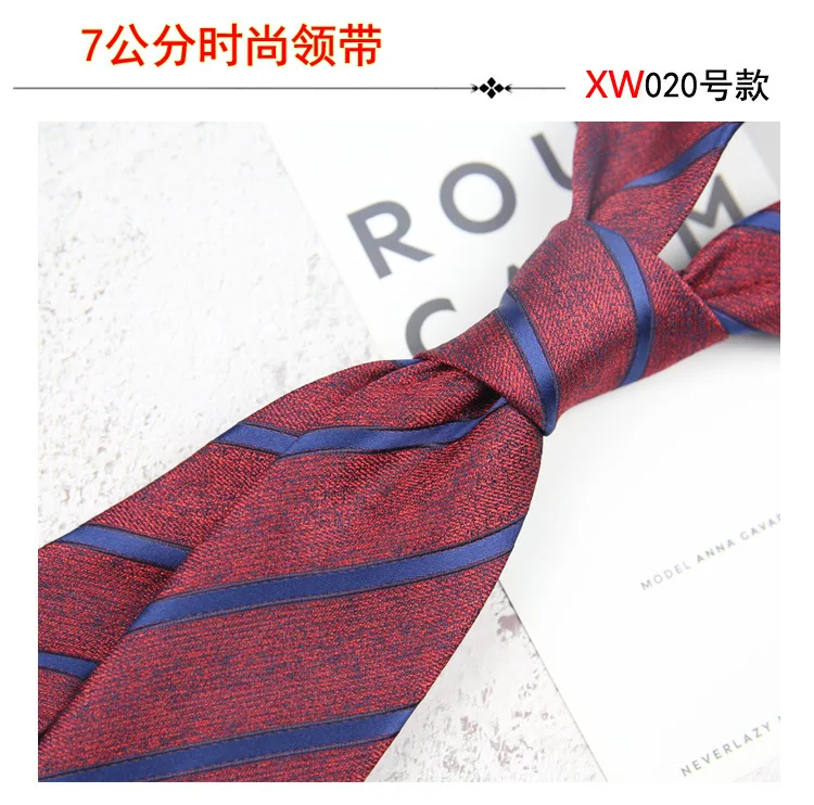 2025 New Korean 7cm Luxury Casual Neckties For Men Navy Brown Green Striped Neck Ties Formal Dress Suit Cravat Flower Red Tie
