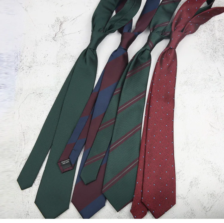 2025 New Korean 7cm Luxury Casual Neckties For Men Navy Brown Green Striped Neck Ties Formal Dress Suit Cravat Flower Red Tie