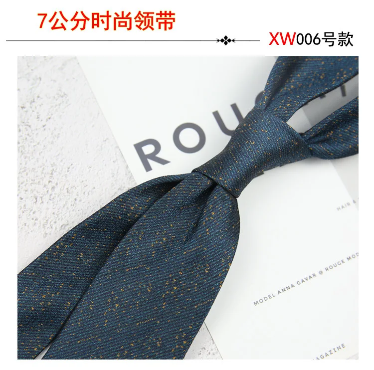2025 New Korean 7cm Luxury Casual Neckties For Men Navy Brown Green Striped Neck Ties Formal Dress Suit Cravat Flower Red Tie