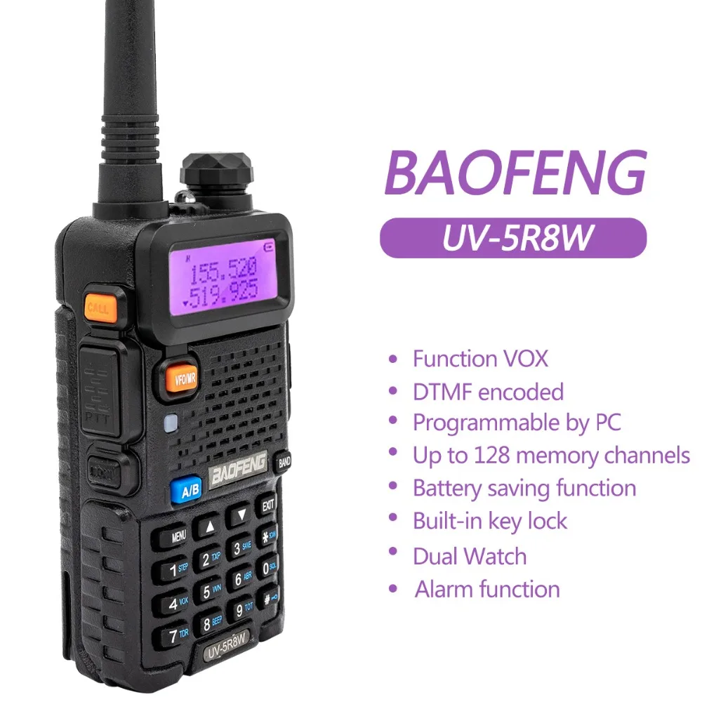 1/2X Baofeng UV-5R 8W Tri-Power Walkie Talkie High Power Dual Band Long Range 128CH Portable Handheld UV 5R Ham Two Way Radio