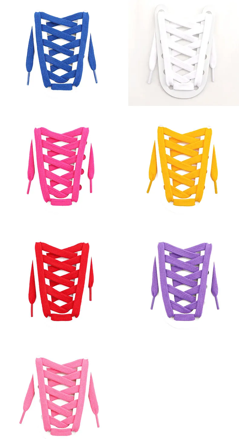 0.8cm Width Flat Shoelace Tennis Sneakers Shoe laces Quality Cotton Shoelaces 80/100/120/140/160CM 1Pair Laces Shoes Accesories
