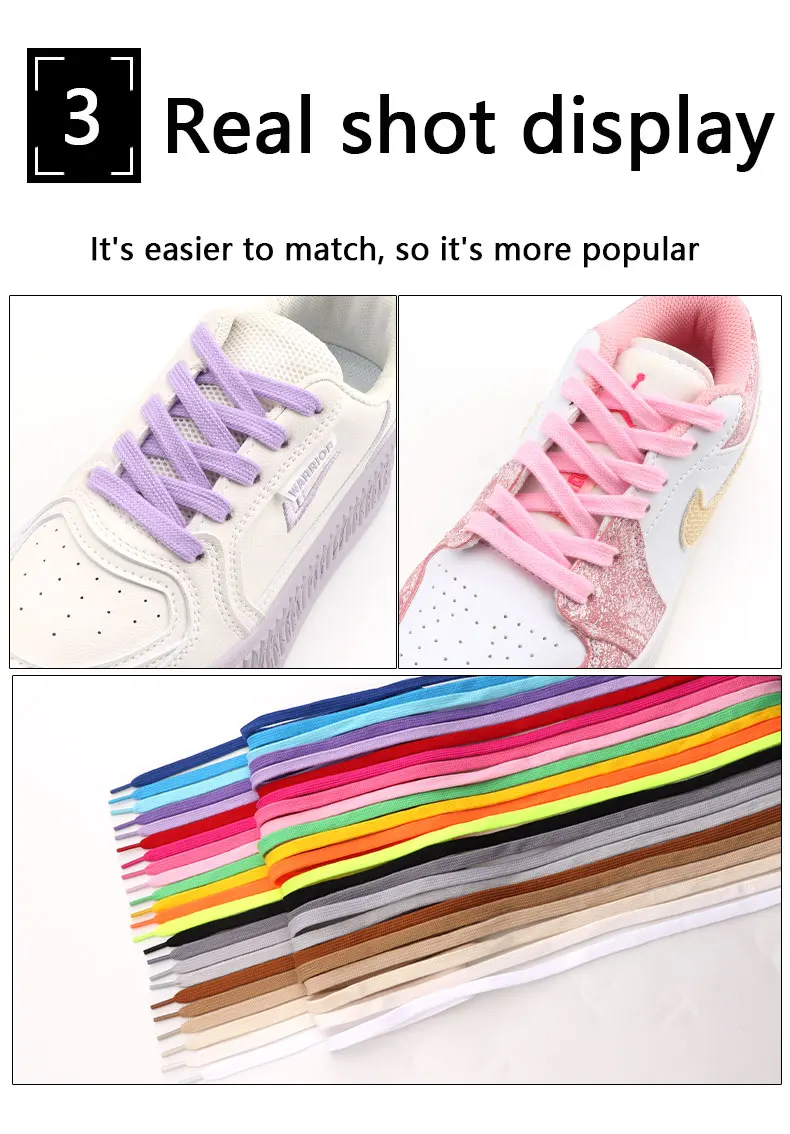 0.8cm Width Flat Shoelace Tennis Sneakers Shoe laces Quality Cotton Shoelaces 80/100/120/140/160CM 1Pair Laces Shoes Accesories