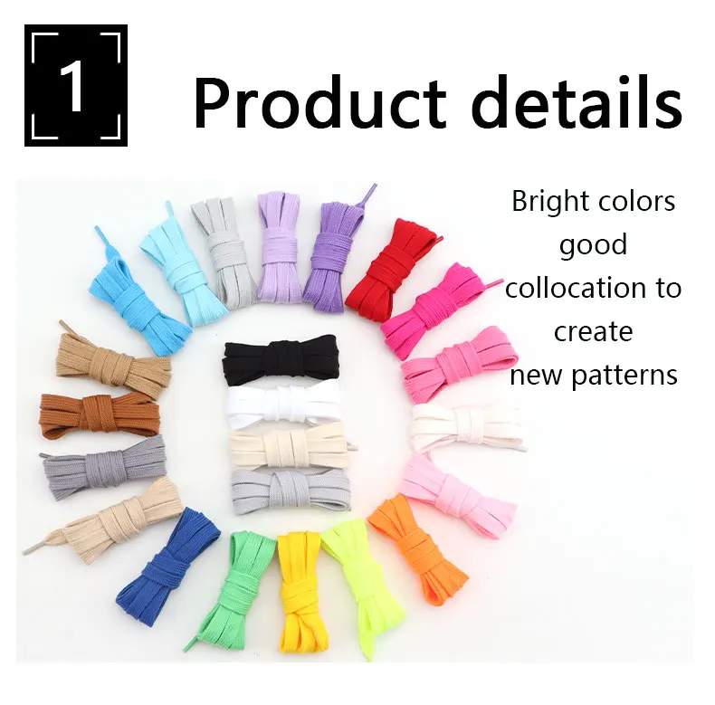 0.8cm Width Flat Shoelace Tennis Sneakers Shoe laces Quality Cotton Shoelaces 80/100/120/140/160CM 1Pair Laces Shoes Accesories