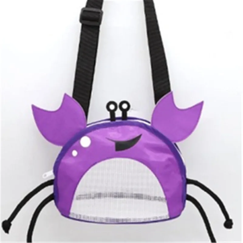 Novelty Design Crab Mesh Storage Bag, Cute Cartoon Pattern Zipper Beach Bag, Girl Fashion Shoulder Bag, Children's Crossbody Bag