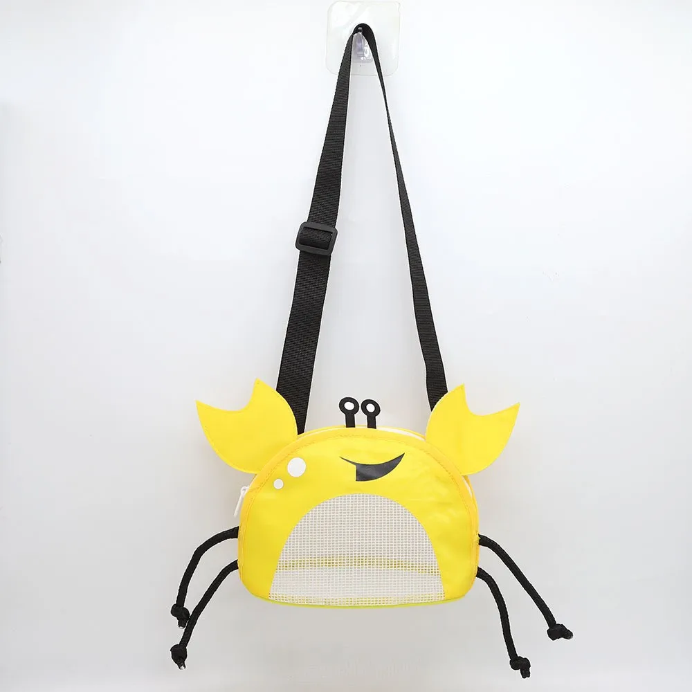 Novelty Design Crab Mesh Storage Bag, Cute Cartoon Pattern Zipper Beach Bag, Girl Fashion Shoulder Bag, Children's Crossbody Bag