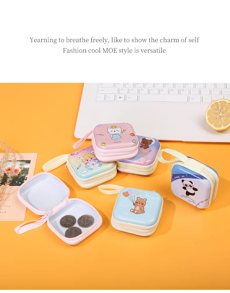 Korea Zero Wallet Children's Coin Bag Creative Cartoon Coin Purse Kids Coin Pouch Mini Purse Earphone Data Cable Key Storage Bag