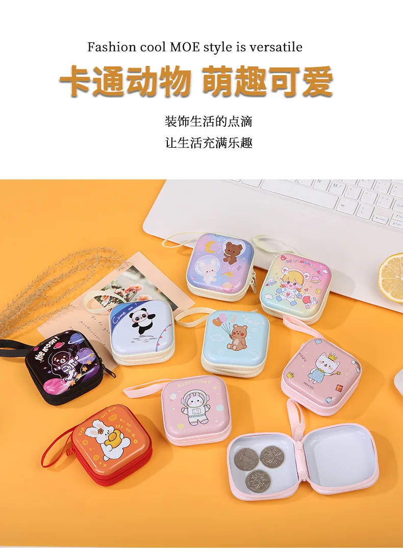 Korea Zero Wallet Children's Coin Bag Creative Cartoon Coin Purse Kids Coin Pouch Mini Purse Earphone Data Cable Key Storage Bag