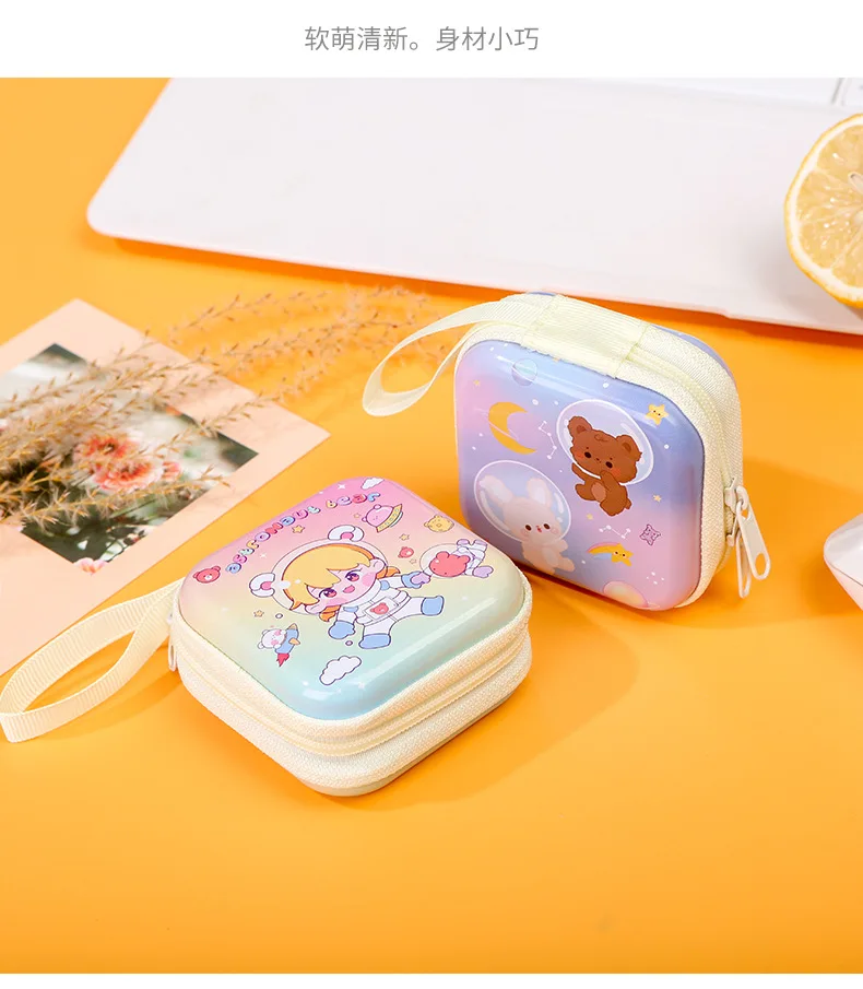 Korea Zero Wallet Children's Coin Bag Creative Cartoon Coin Purse Kids Coin Pouch Mini Purse Earphone Data Cable Key Storage Bag