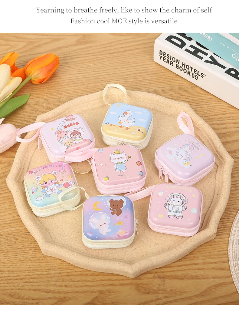Korea Zero Wallet Children's Coin Bag Creative Cartoon Coin Purse Kids Coin Pouch Mini Purse Earphone Data Cable Key Storage Bag