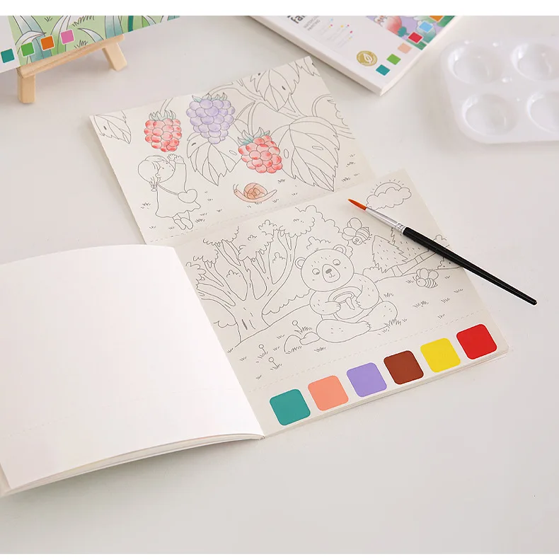 Watercolor coloring book gouache doodle drawing book children's drawing book comes with pigment watercolor drawing paper