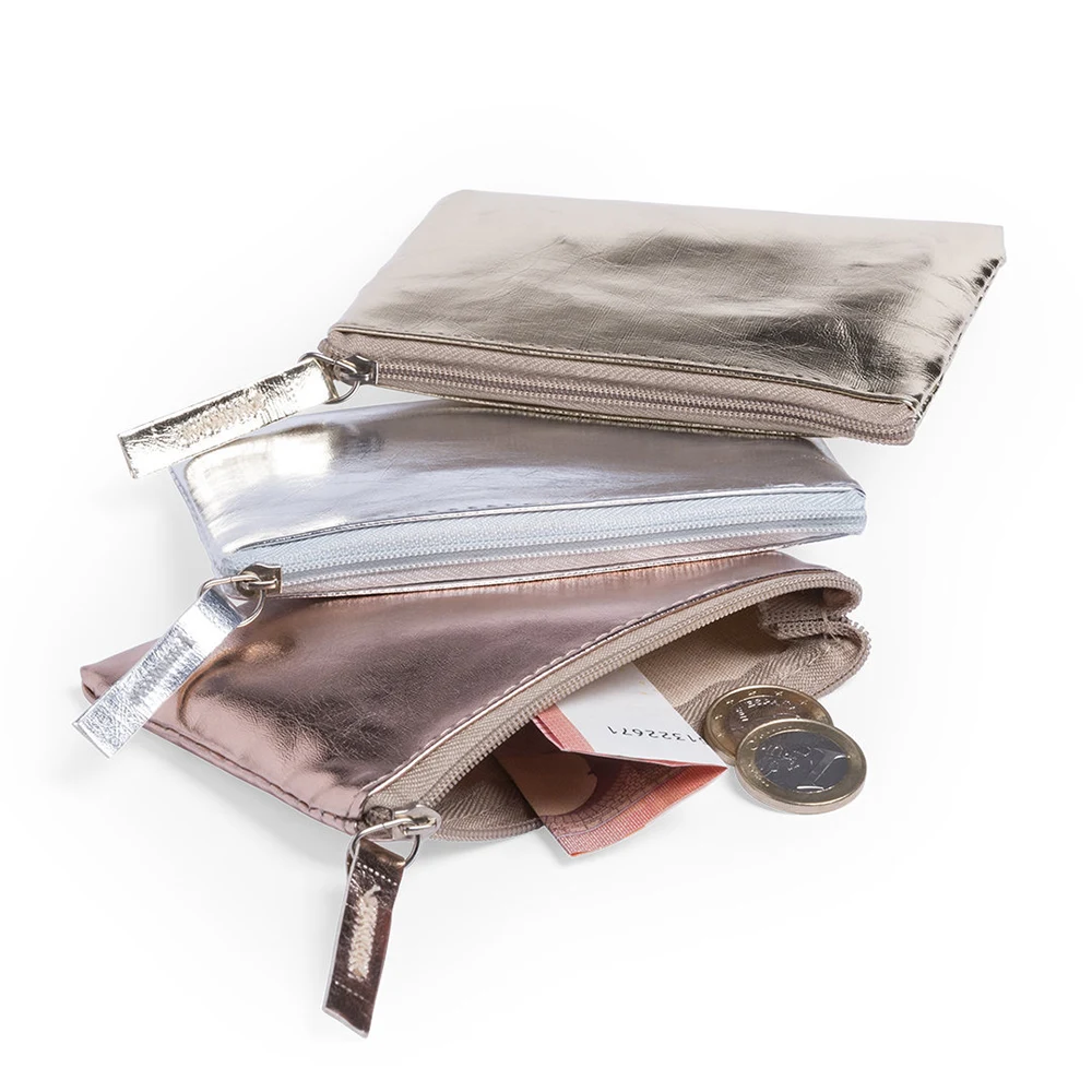 New Patent Leather Zipper Coin Purse Rose Gold Silver Color Ultra-thin Card Coin Key Storage Bag Mini Wallet Purse Girls Gifts