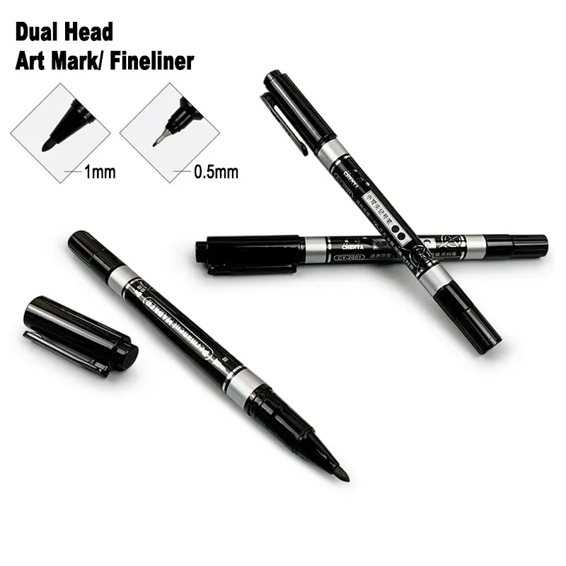 3/5Pcs Set Dual Tip Permanent Art Marker Fineliner Pen 0.5mm 1mm Fine Line Comics Painting Drawing Signature Writing Stationery